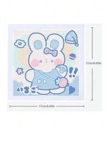 1pc Cute Blue Rabbit Diamond Painting With Frame - Multicolor - View 2