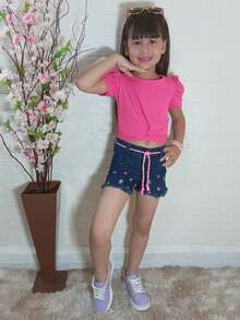 Young Girls Denim Shorts - 中等水洗藍 - 查看 4