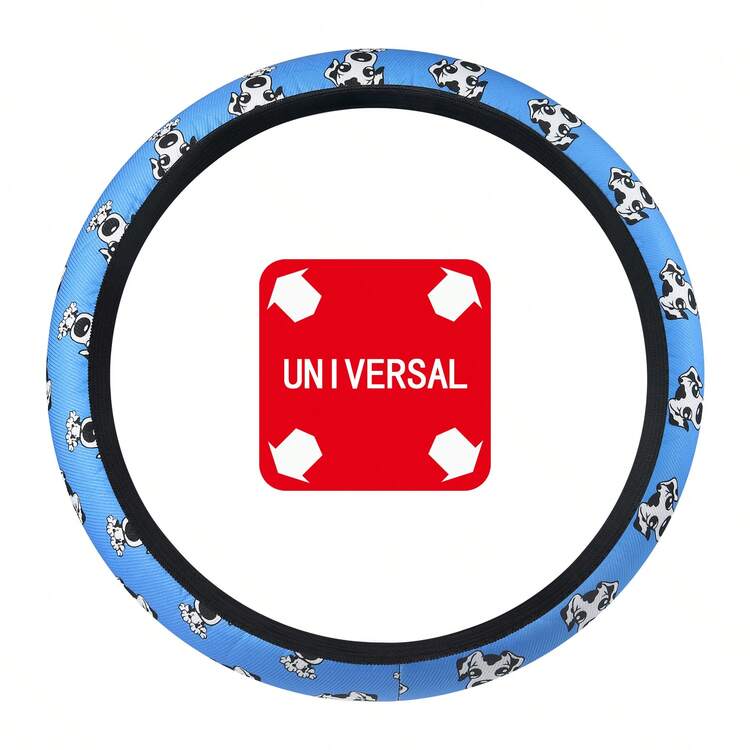 Cubierta Antideslizante Con Forma De Perro De Moda Para Volante De Coche, 14,5-15 Pulgadas, Tejido De Punto, Se Adapta A La Mayoría De Los Coches - Azul - Ver 4