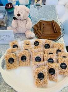 100/200个白色波点哑光自粘袋，适用于烘焙雪花酥饼、生日派对、婚礼派对、婚礼和生日用品、家居和派对装饰 - 無色 - 查看 3