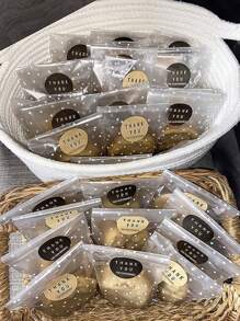 100/200个白色波点哑光自粘袋，适用于烘焙雪花酥饼、生日派对、婚礼派对、婚礼和生日用品、家居和派对装饰 - 無色 - 查看 6