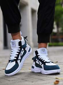 男士时尚撞色字母图案户外两用运动鞋，适合搭配牛仔裤和运动服 - 藍白色 - 查看 7