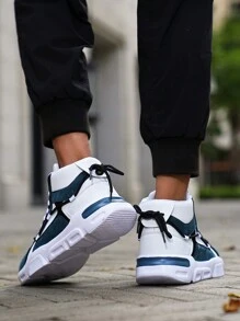 男士时尚撞色字母图案户外两用运动鞋，适合搭配牛仔裤和运动服 - 藍白色 - 查看 6