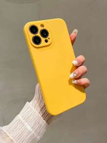 1入組實色防摔手機殼，適用於蘋果iPhone - 黃色 - 查看 3