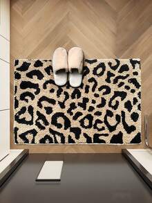 1入/條豹紋短毛絨防滑吸水機洗浴室臥室客廳廚房門墊地毯,50x80cm (19.7x31.5inch) - 豹紋 - 查看 3