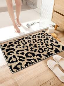 1入/條豹紋短毛絨防滑吸水機洗浴室臥室客廳廚房門墊地毯,50x80cm (19.7x31.5inch) - 豹紋 - 查看 1