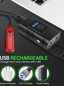 jihuo Bicycle Front And Rear Light Set, 2000 Lumens Ultra-bright Usb Rechargeable Bike Light With Quick Release And Waterproof Function, 6+4 Modes Front And Rear Light Set, Suitable For Road, Mountain, Night Riding, Easy To Install(bike Accessory)
