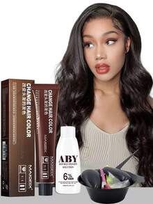 5 Piezas/set Agente De Tinte Para Cabello Azul Para Uso Doméstico O Diario - negro natural - Ver 2