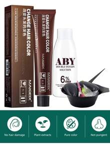 5 Piezas/set Agente De Tinte Para Cabello Azul Para Uso Doméstico O Diario - negro natural - Ver 11