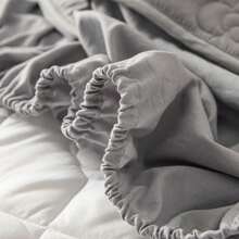 1 Funda De Colchón Impermeable, Funda De Cama Elástica Con Patrón De Color Sólido Para Cama Doble Tamaño Queen King, Cómodo Protector De Cama - Gris Claro - Ver 11