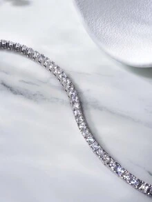 ESBERRY 1條閃爍的4mm鋯石手鍊,s925純銀情人節君子精美珠寶男士禮物 - 銀色 - 查看 5