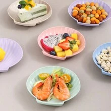 1入組塑料水果盤,適用於零食和干果,帶有骨形碟子,紫色 - 紫色 - 查看 1