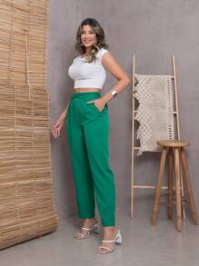 Women Pants - Dark Green - View 2