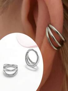 316l手術用鋼螺旋設計細節的分節耳環,適用於軟骨,耳緣,鼻子,隔膜,配有螺絲和三層鼻環,體現個人風格的首飾 - 銀色 - 查看 6