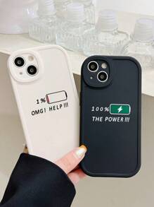 2入組創意情侶電池造型哑光矽膠手機殼，適用於 iPhone 和 Samsung Galaxy S24/S21/S20/S10/S9/Note 20/Note 10/Note 9/iPhone 11/iPhone 13/iPhone 15pro Max - 彩色 - 查看 1