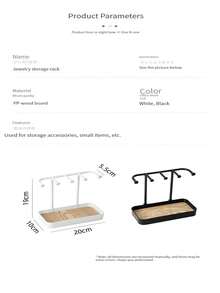 Jewelry Organizer Stand, Necklace Ring Earring Display Rack, Home Decorative Key Holder, Suitable For Home Use, Made Of Pp And Wood Materials, 1pc/pack - Black - View 10