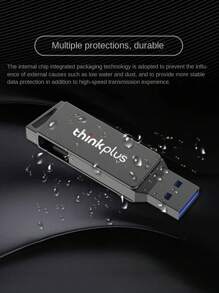 Lenovo Thinkplus MU251 32GB/64GB/128GB/256GB/512GB USB3.0+Type-C Disco U metálico giratório de dupla porta, Transmissão de alta velocidade U Disk