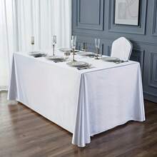 1pc Square Solid Color Tablecloth, White Color Suitable For Birthday, Wedding, Party Decoration, 145cm Size, Hotel, Conference, Wedding Ceremony, Home Use, Nordic Style, Best Selling, Satin Tablecloth - White - View 2