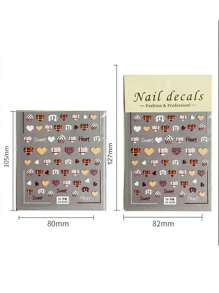 1pc Embossed Christmas Love Ice Cream Plaid Red Valentine's Day Nail Art Stickers 3d Embossed Plaid Red Heart 3d Nail Stickers - Red and White - View 4