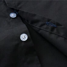 嬰兒男孩紳士風格黑色襯衫,有領設計,前扣長袖,適合日常、戶外和節日穿搭 - 黑色 - 查看 5