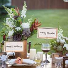 200PCS Party Table Place Cards,Wedding Name Cards Place Cards With Double Gold Border For Weddings Greenery Table Seating Cards Paper Tented For Table Setting Wedding Birthday Dinner Party(White) - White - View 4