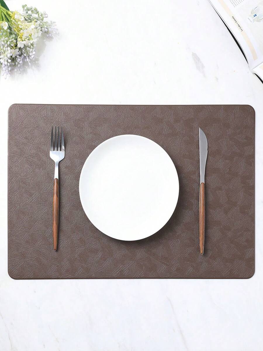 1個浮雕紋理pu材質隔熱,防滑和防油餐墊 - 咖啡棕 - 查看 1
