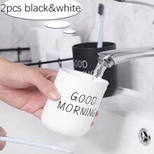 2 pièces Tasses de rinçage de bouche portables en plastique, support de brosse à dents pour la maison et l'hôtel, accessoires de salle de bain, tasses de rangement. Décoration de salle de bain, décoration d'automne, retour à l'école