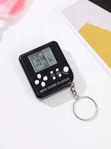 1 pieza Consola de videojuego portátil clásica y de rompecabezas estilo vintage en miniatura, accesorio colgante para llavero, accesorios de automóvil, bolso casual, Halloween - Negro - Ver 1