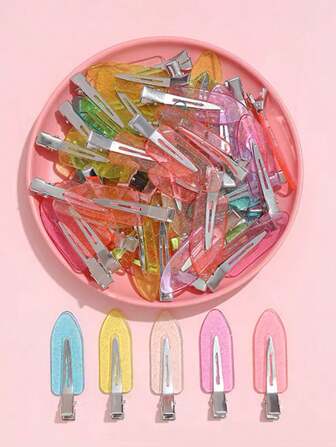 20 件/包女士多色发夹，适合刘海、侧分发型，包括鳄鱼皮发夹休闲、发饰、发夹爪夹