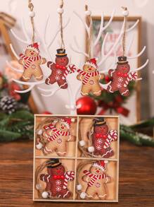 12 件聖誕裝飾薑餅人、可愛雪人、聖誕老人、塑料雕像裝飾,帶糖果和餅乾屋,適合樹掛、派對用品和 Diy 工藝品,3 英寸高