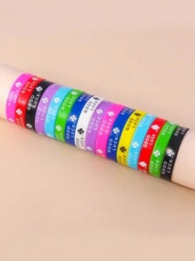 10pcs Random Silicone Bracelet Suitable For Daily Wear - Multicolor - View 9