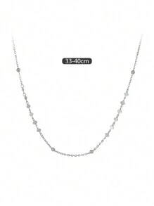 ELSEDES 1 Pieza Collar De Plata S925 Con Diseño De Forma Geométrica Minimalista Y De Moda, Perfecto Para El Uso Diario Y De Oficina De Las Mujeres - Plateado - Ver 10