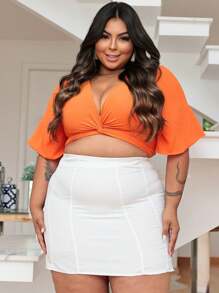 Plus Size Blouses - Orange - View 2