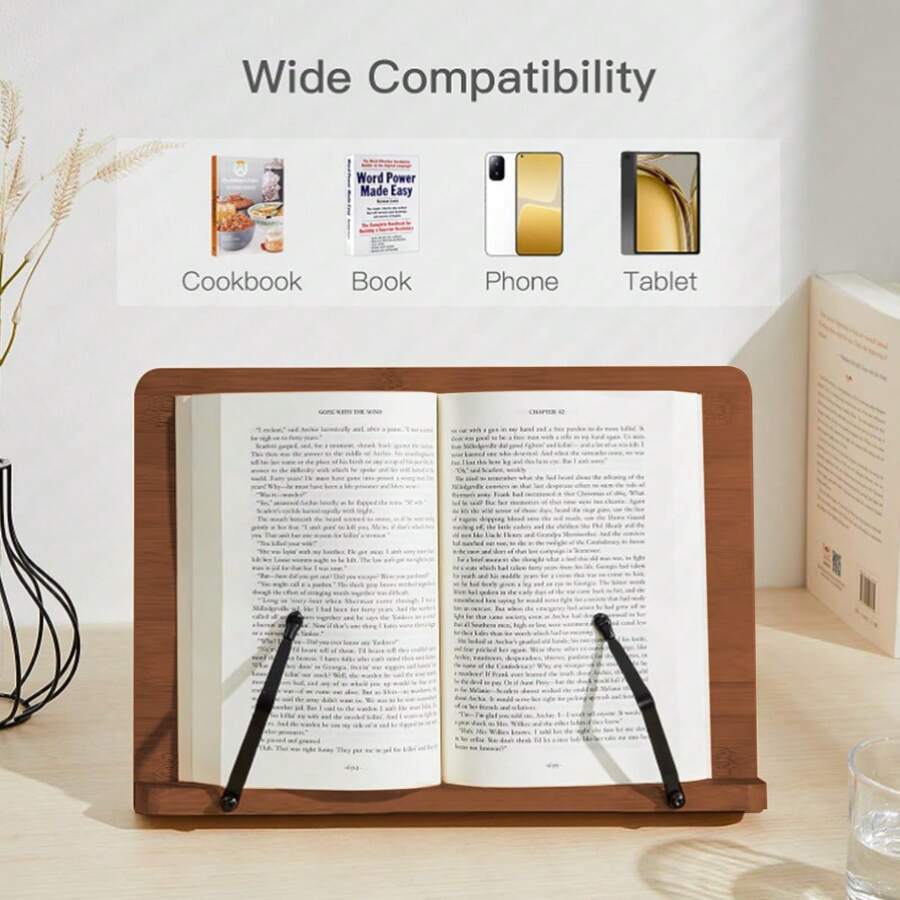 1 giá đỡ hỗ trợ đọc sách, hỗ trợ, dành cho sinh viên và nhân viên văn phòng, màu nâu, 15,4in*11in - màu nâu - Xem 1