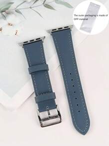 1入組針腳細節PU皮革錶帶適用於Apple Watch - 藍色 - 查看 4