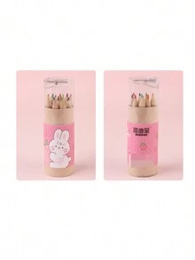 12入組韓國創意卡通小桶裝彩色鉛筆,兒童繪畫涂鴉彩色鉛筆,小學補給品,幼兒園藝術培訓鉛筆配尖器,兒童彩色鉛筆幼兒園塗鴉筆彩色鉛筆素描繪畫筆製圖筆,短式顏色鉛筆培訓筆 - 彩色 - 查看 9