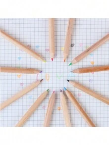 12入組韓國創意卡通小桶裝彩色鉛筆,兒童繪畫涂鴉彩色鉛筆,小學補給品,幼兒園藝術培訓鉛筆配尖器,兒童彩色鉛筆幼兒園塗鴉筆彩色鉛筆素描繪畫筆製圖筆,短式顏色鉛筆培訓筆 - 彩色 - 查看 5