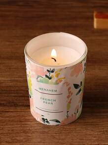 1pc Flower & Slogan Graphic Candle - Baby Pink - View 1