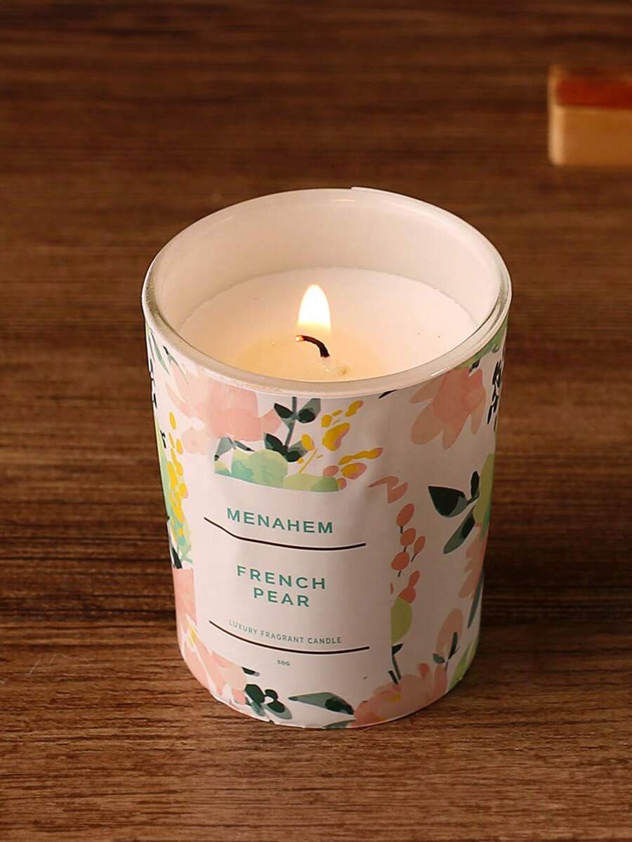 1pc Flower & Slogan Graphic Candle - Baby Pink - View 1