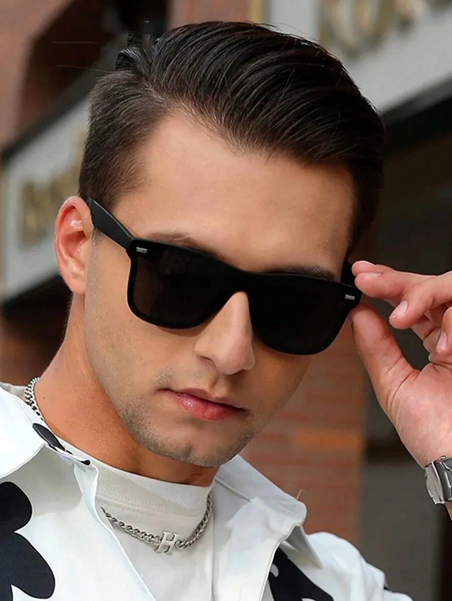 Gafas de sol UNISEX sin marco,plano, tipo wayfarer - Negro - Ver 1