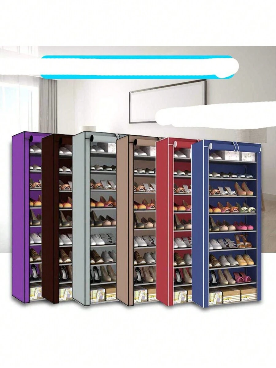 Shoe Rack Shoe Closet Organizer 8 Levels Metal Compartments - Navy Blue - View 1