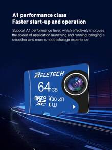 Reletech 1pc U3 A1 Memory Card Micro SD Card TF Card For Driving Recorder/Phone/Tablet/Camera/Monitor/Drone,32GB 64GB 128GB 256GB 512GB - Blue - View 9