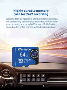 Reletech 1pc U3 A1 Memory Card Micro SD Card TF Card For Driving Recorder/Phone/Tablet/Camera/Monitor/Drone,32GB 64GB 128GB 256GB 512GB - Blue - View 7