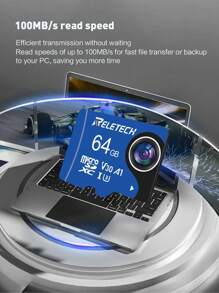 Reletech 1pc U3 A1 Memory Card Micro SD Card TF Card For Driving Recorder/Phone/Tablet/Camera/Monitor/Drone,32GB 64GB 128GB 256GB 512GB - Blue - View 8