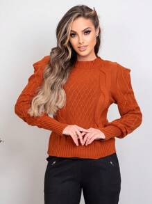 Women Sweaters - 鏽棕色 - 查看 5