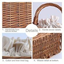 1 Miếng Dệt Giỏ lưu trữ Với Lót Và Dây rút Xử lý , Hình vuông , Dệt tay Túi đan lát Đối với phụ nữ , Qủa tặng - màu liễu gai - Xem 6