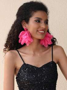 1Pair Women's Flower Beach Earrings Bohemian Creative Long Tassel Dangle Handmade Fabric Pattern Earrings Bridal Wedding Pendant - Multicolor - View 1