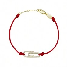 Moonmory 1 Peça Simples Clipe De Papel Com Zircônia Cúbica Prata Esterlina 925 Fecho Vermelho Cordão Bracelete Para Mulheres Fashionable Jóias Presente De Menina Prata