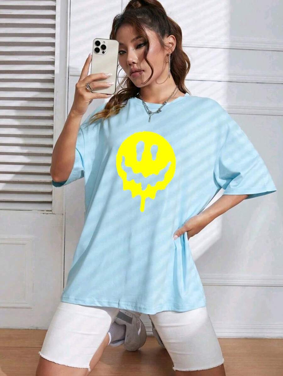 Plus Size T-shirts - 淺藍色 - 查看 1