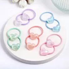 New Arrival 5pairs/set Clear Jelly Heart Shaped Hair Ties, Headbands - Multicolor - View 1